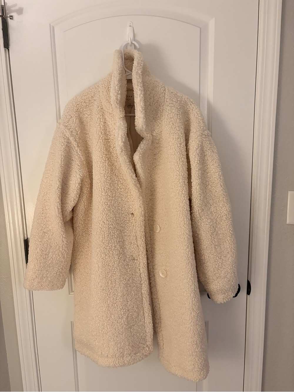 a new day Cream Sherpa Teddy Coat - Plush Button-Up Jacket
